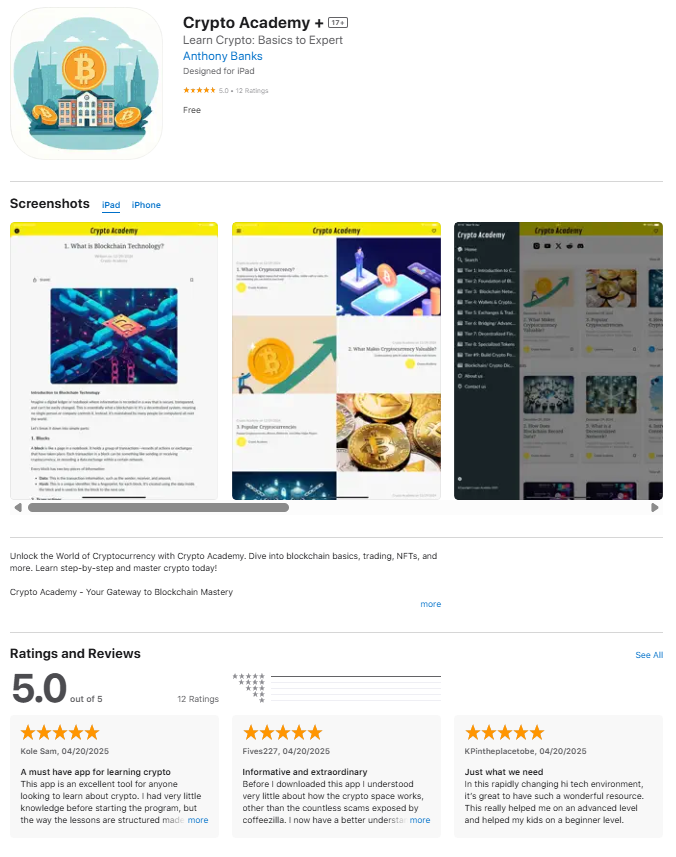 Crypto Academy+ app screenshot